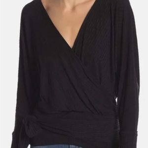 We the Free, long sleeve, black, side tie, XS, tee